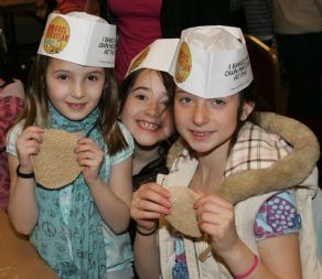 Girls with Matzah.JPG